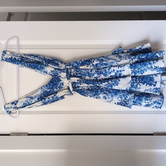 Floral Blue Tie Layered Dress - Picture 5 of 6